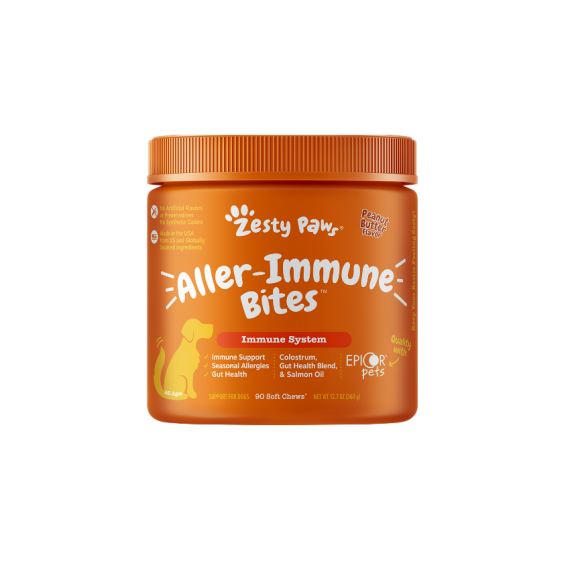 Zesty Paws - Aller-Immune Bites 抗敏免疫咀嚼軟粒 - 90粒 花生醬味 (犬用) | 橙標啡字 [003265] 