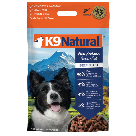 K9 Naturals [K9-B36K]- 冷凍脫水狗乾糧 - 牛肉盛宴脫水鮮肉糧 3.6KG