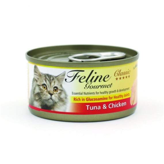 斷貨-Feline Gourmet 化毛球 吞拿魚+雞肉 貓罐頭 80g [FG80-2]  **新舊包裝隨機發送**