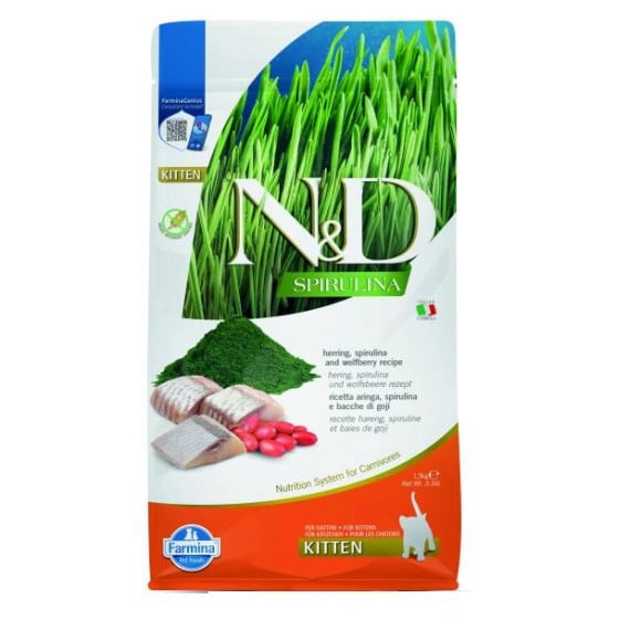 Farmina N&D Spirulina Formula Herring Kitten 鯡魚、螺旋藻和枸杞 幼貓和懷孕或哺乳期貓 1.5kg [PND0150075]