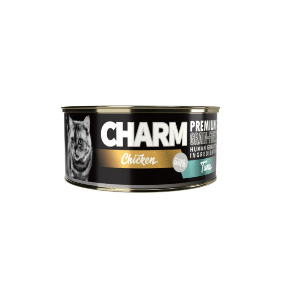 Charm  C-10 野性魅力 特級無穀 濃湯雞肉伴吞拿魚貓罐 80g