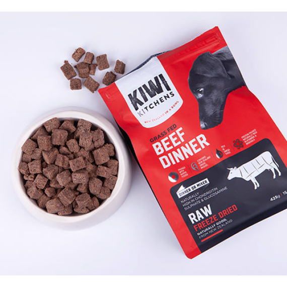 **清貨特價 (最佳食用日期:2024/09/07) ** Kiwi Kitchens - 凍乾全犬糧 – 大地牧牛  142g (紅)
