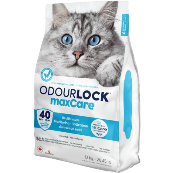 加拿大 Intersand 晶鑽森林 OdourLock maxCare 特強除臭 五合一 超優質健康檢測型貓砂 (包裝內含試劑) 12kg/25lb [OLMC-12]