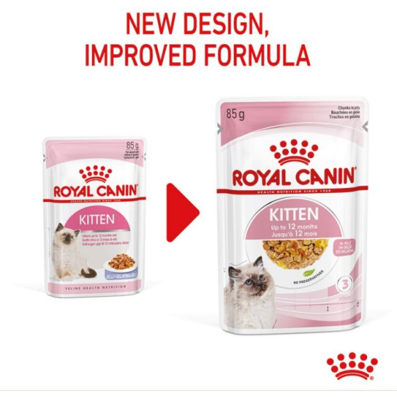 Royal Canin 健康營養系列 - 幼貓營養主食濕糧(啫喱) *Kitten (Jelly)* 85g x 12包/盒 [3075700]