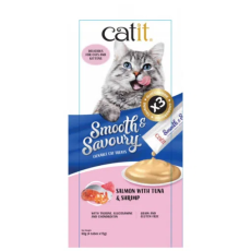 Catit [44407] Smooth & Savoury 三文魚+吞拿魚+蝦 60g (15g x 4) | 粉紅