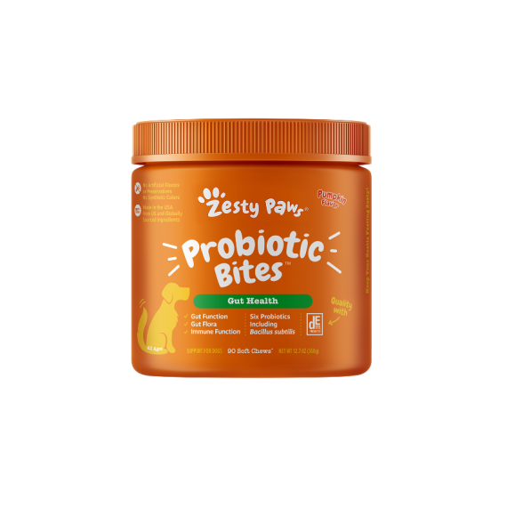 **清貨特價 (最佳食用日期:2025/01/31) ** Zesty Paws Probiotic Bites 益生菌咀嚼軟粒 -  90粒 南瓜味 (犬用) | 綠標 [003271] 