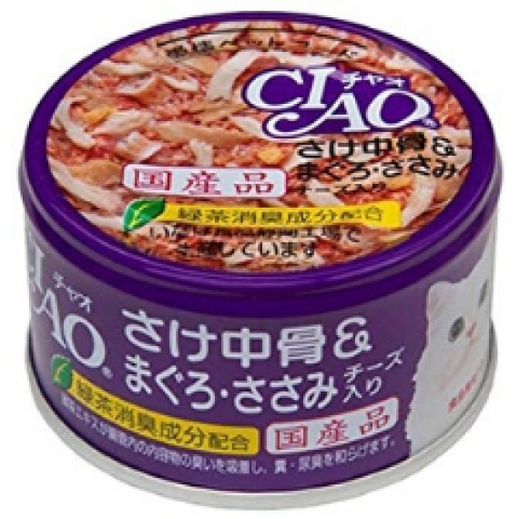 **清貨特價 (最佳食用日期:2025/01/13) **  CIAO C-55 雞+鮭+起司 貓罐頭 85g.