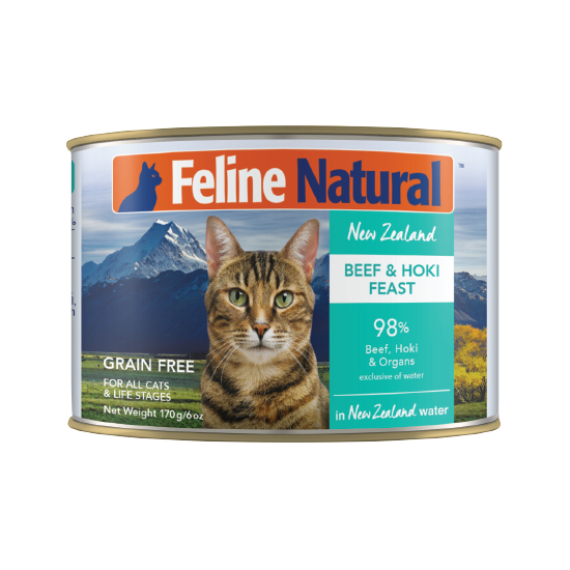 **清貨特價 (最佳食用日期:2024/12/20) **  F9 Feline Natural [K9-C-BH170] 貓罐頭170G - 牛肉及藍尖尾鱈魚 | 大罐 海綠