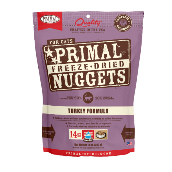 **清貨特價 (最佳食用日期:2025/02/28) ** Primal FELINE FREEZE-DRIED NUGGETS (原始) 貓用冷凍脫水糧- 火雞配方 14oz/397g (FTF14FD) 