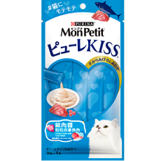 **清貨特價 (最佳食用日期:2024/11/30) ** Mon Petit Puree Kiss 雞肉醬伴粒粒吞拿魚肉(鮪魚) 10g(4本) [12367608]