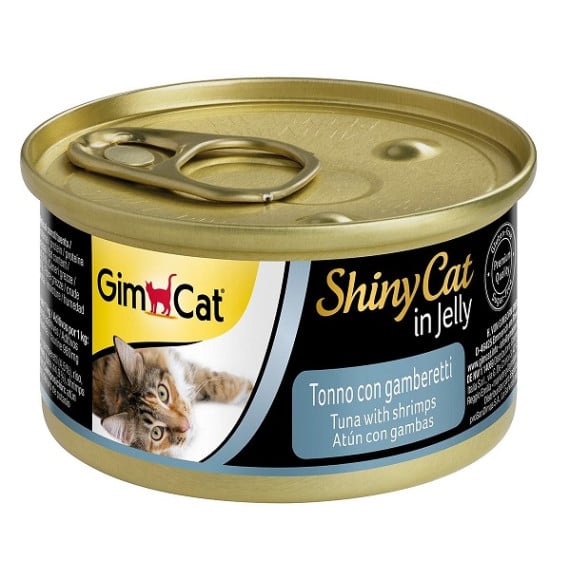 **我受傷了 (最佳食用日期:2026/07/04) ** GimCat ShinyCat Tunno con Gamberetti 吞拿魚蝦肉貓罐頭 70g GM413099