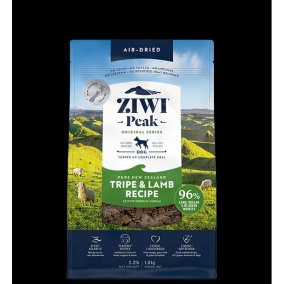 Ziwipeak 巔峰 無穀物狗糧 96% Tripe & Lamb 脫水草胃+羊肚 01kg [ADTL1]