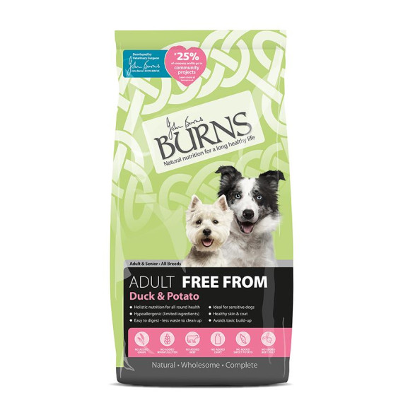 Burns [BSCFDA6]- FREE FROM RANGE - Duck & Potato 無穀物鴨肉馬鈴薯配方 狗糧06kg(2kgx3)