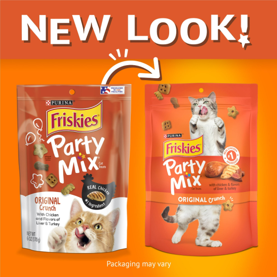 Purina Friskies 喜躍 Party Mix 鬆脆貓小食袋裝 Original Crunch - 雞肉,肝及火雞 6oz/170g (橙) [12358639] **新舊包裝隨機發貨**