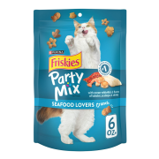 Purina Friskies 喜躍 Party Mix 鬆脆貓小食袋裝 Seafood Lovers - 龍蝦.扇貝.蝦味 6oz/170g (水藍) [12363233] **新舊包裝隨機發貨**