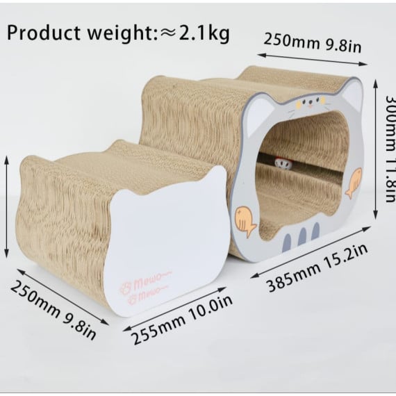 瓦通紙貓抓板 [TY001-G] - 灰色貓頭型二合一抓板 (有噹噹)
