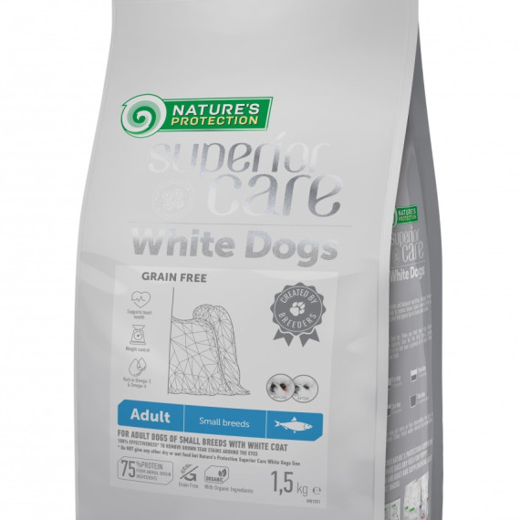 Nature's Protection WDHE341.5K White Dog 去淚痕美毛配方 (緋魚 / 細粒) 成犬糧 1.5kg