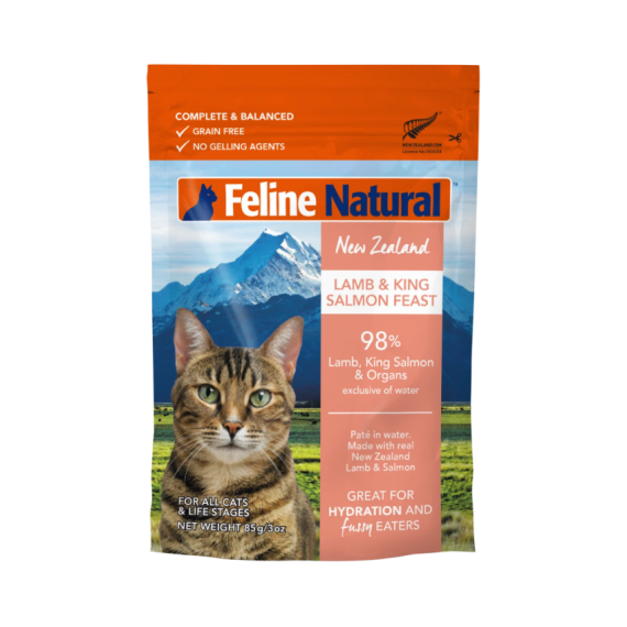 F9 Feline Natural [F9-P-LS85] 羊肉及三文魚 貓軟包(Pouch) 85g (粉) | 袋裝濕糧