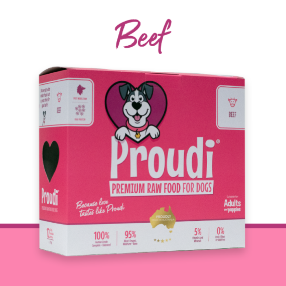 Proudi *急凍*狗糧 – 單一蛋白全牛肉 200g x 12件 [PD40200]